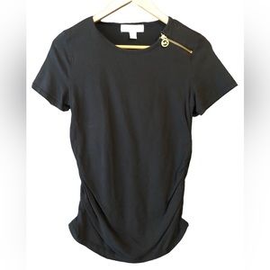 Black, Michael Kors, top with cinched sides.